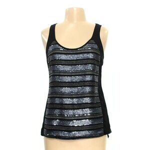 Express Sequin Striped Black Tank Top Size XS